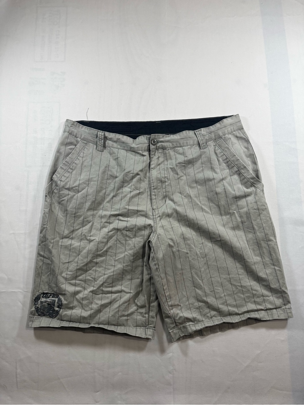 Men's Light Gray Pinstripe Casual Shorts